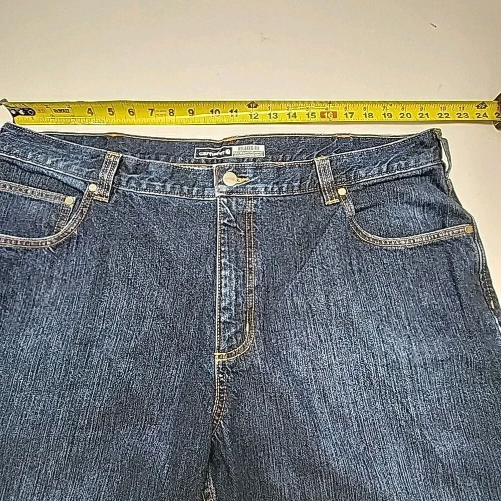 Carhartt Jeans Men Size 42 x 30 Relaxed Fit Dark Wash Cotton Blue Denim BD5119